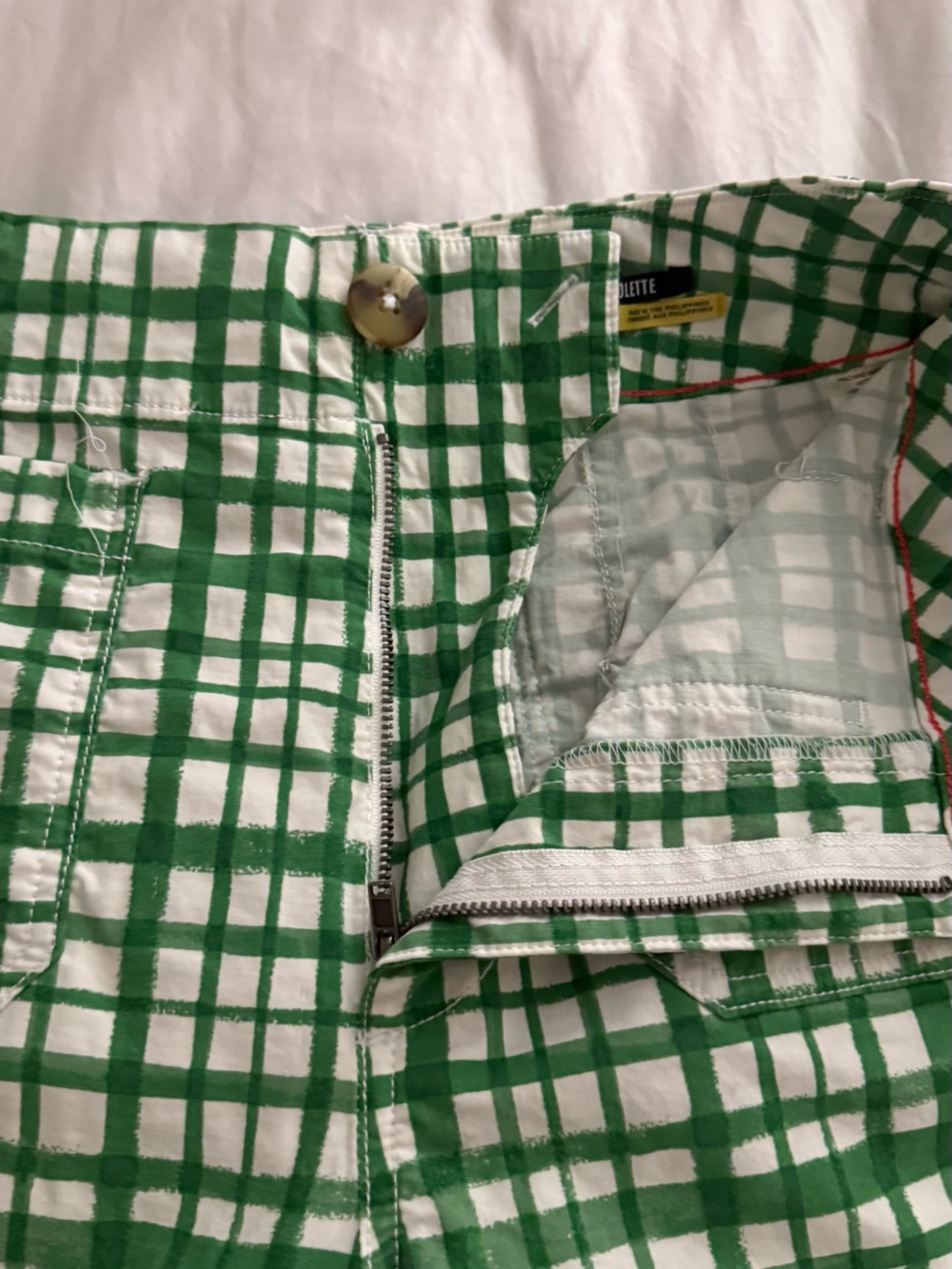 Green & White Plaid Wide-Leg Pants - Picture 3 of 6